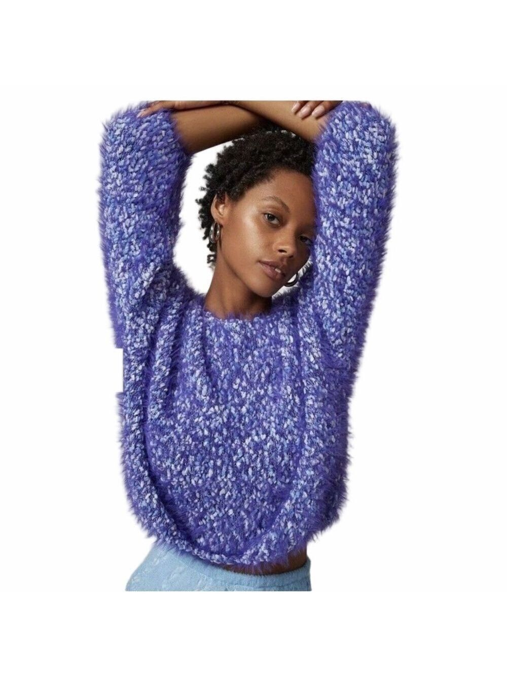 Urban Outfitters UO Jamie Fuzzy Sweater Purple Size M Boxy Oversized